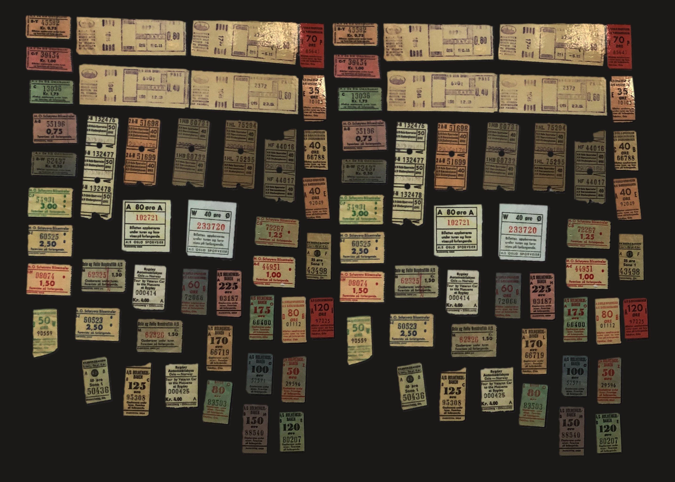 Billettyper gjennom tidene. 